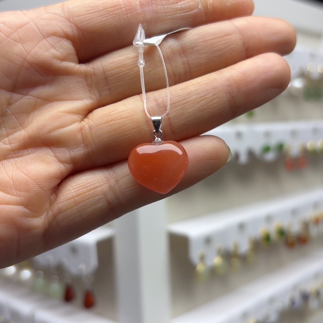 南红玛瑙银S925镶嵌吊坠(不含链)