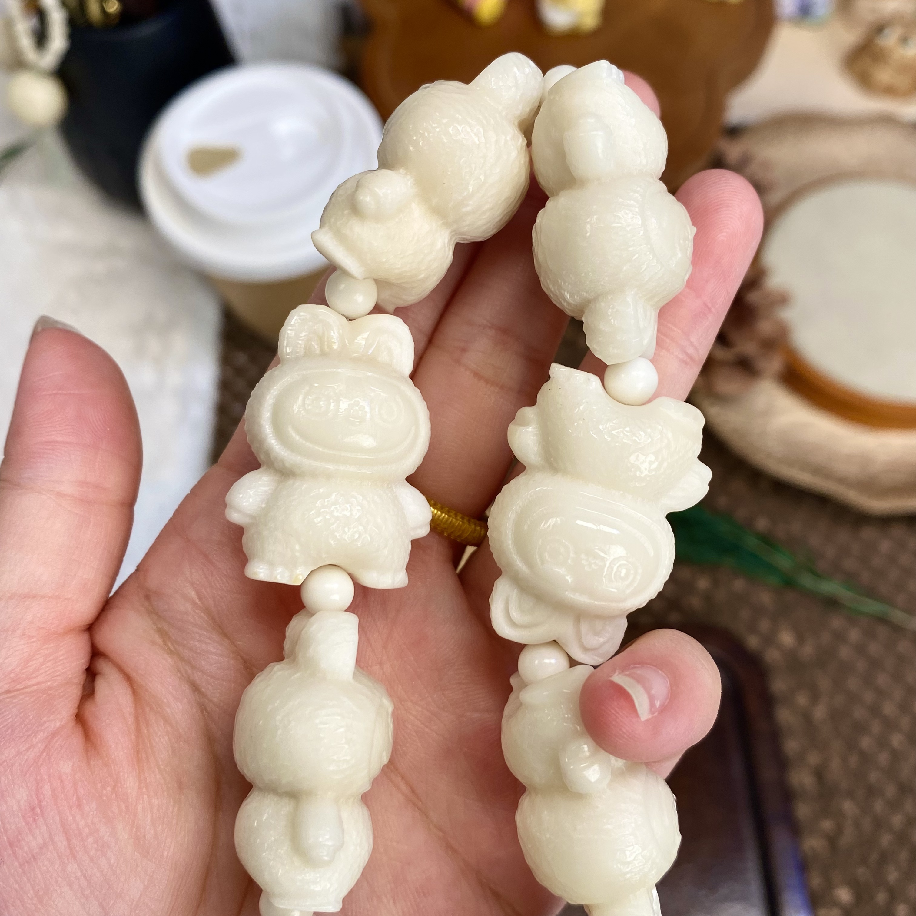象牙果原果雕刻原白炭烧拉布布隔珠款手串精致配饰