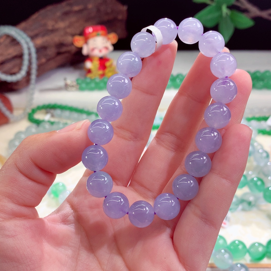 翡翠未镶嵌手链紫罗兰