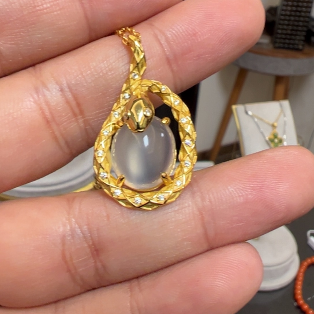 玛瑙/玉髓珠宝半成品银S925镀金镶嵌