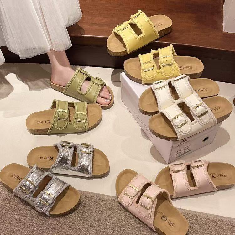 增高厚底勃肯凉拖鞋女夏外穿2025配裙子仙女风沙滩一字拖凉鞋9633