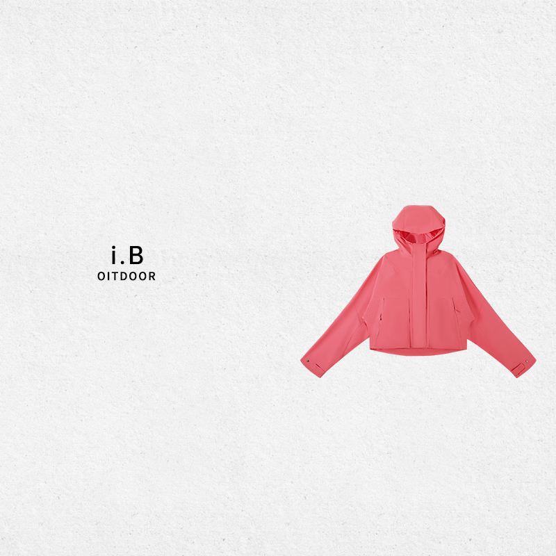 i.B 短款全热封压胶硬壳夹克 腋下透气冲孔连帽-IB-DAW013-48