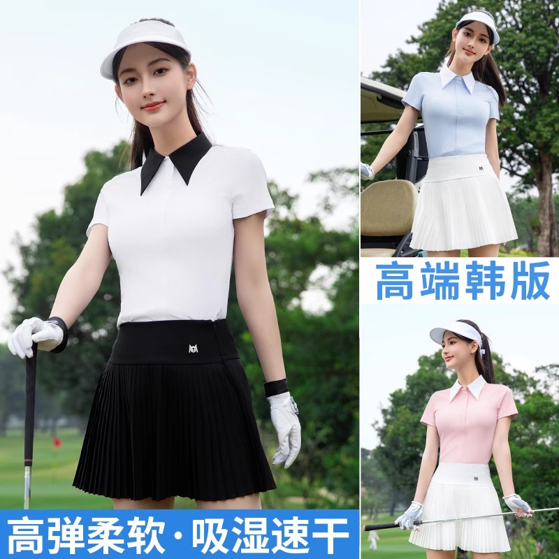 2025新款 高尔夫服装女款短袖春夏女士polo网球衫上衣T恤衣服短裙