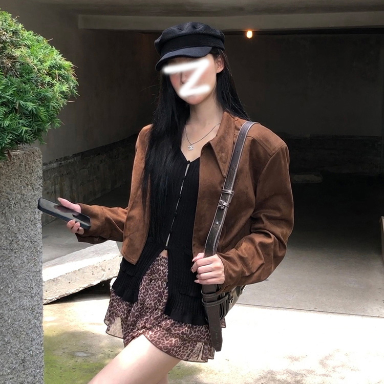 韩版咖色短款外套女秋季2025新款今年流行爆款巨好看时尚气质上衣