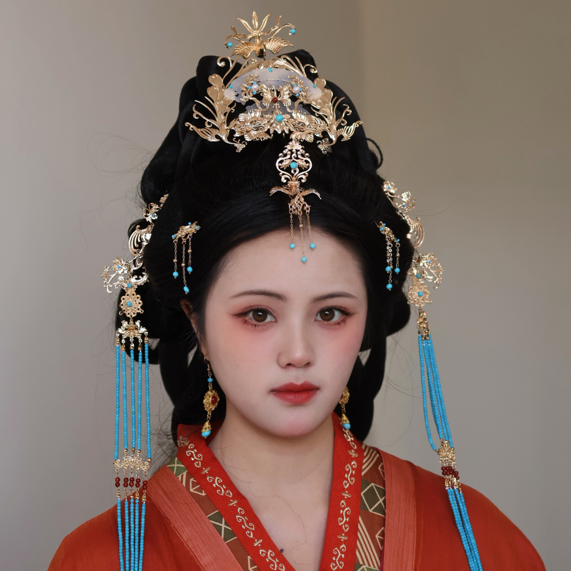 原创（若锦）战国袍发饰发冠套装汉服配饰古风配饰