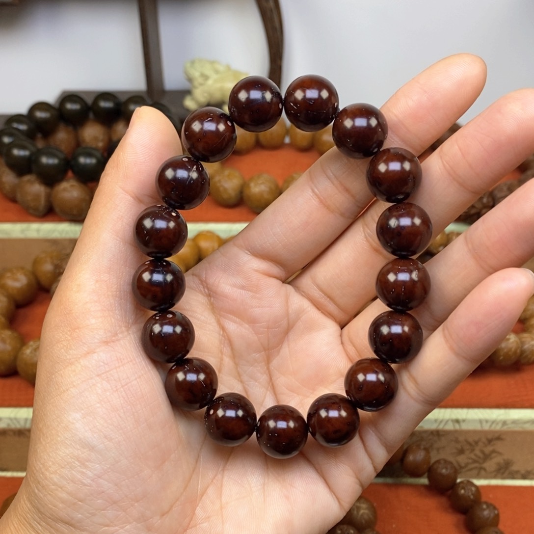 紫金鼠手串13红皮光珠