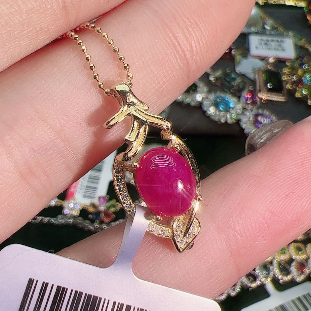 红宝石吊坠银S925镶嵌