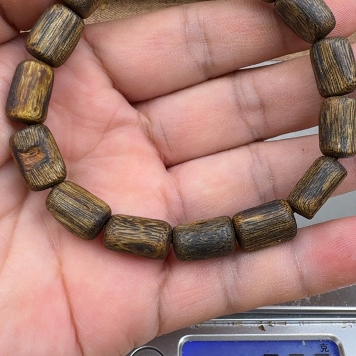 星***原手串沉香乌身手串8