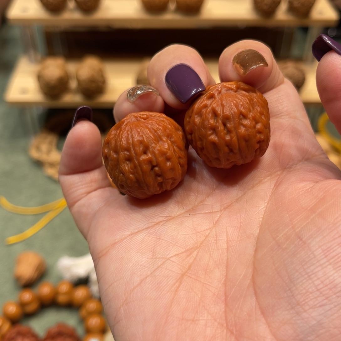 文玩核桃把件橘皮小门墩