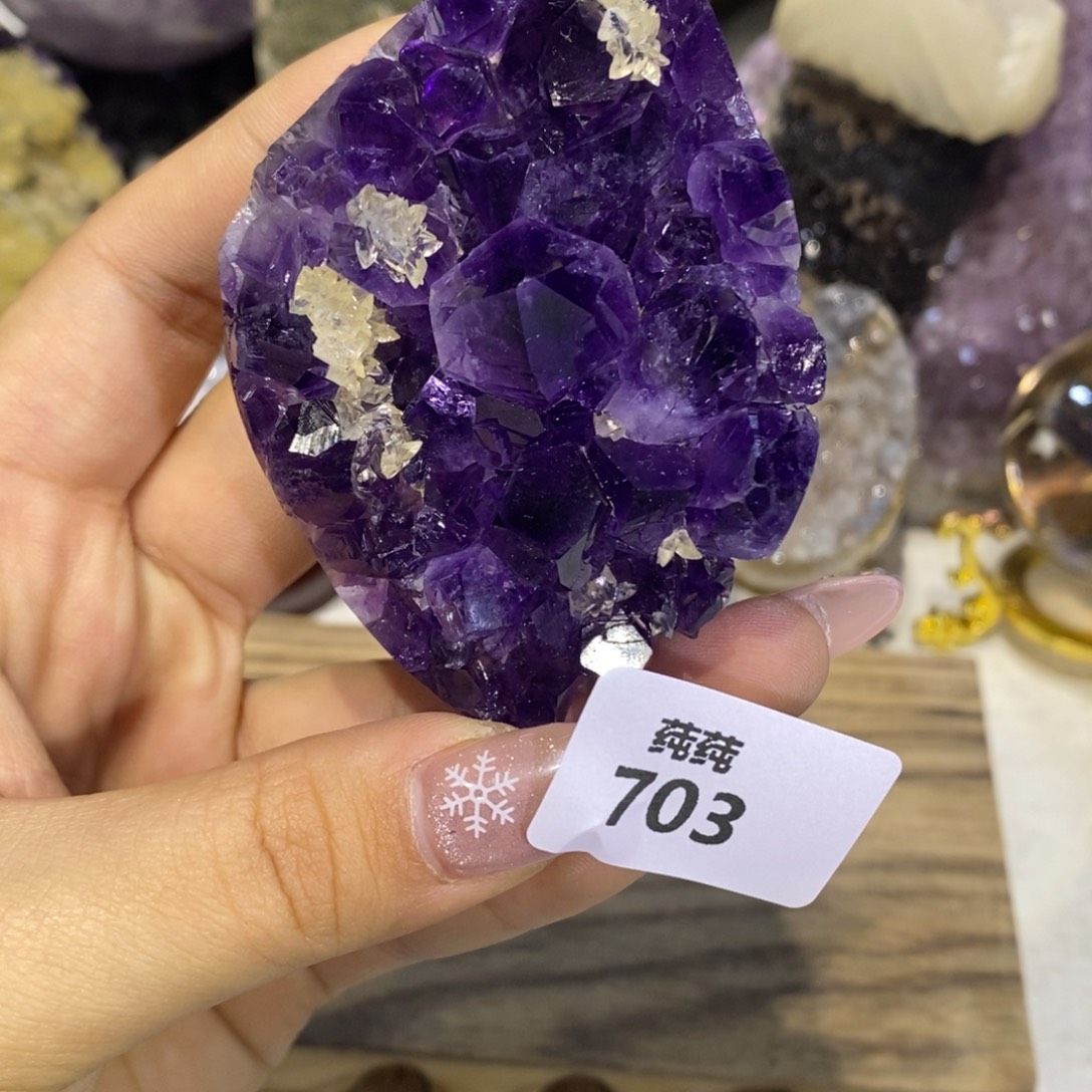 未镶嵌紫晶大型摆件（非配饰）方解石全抛平板