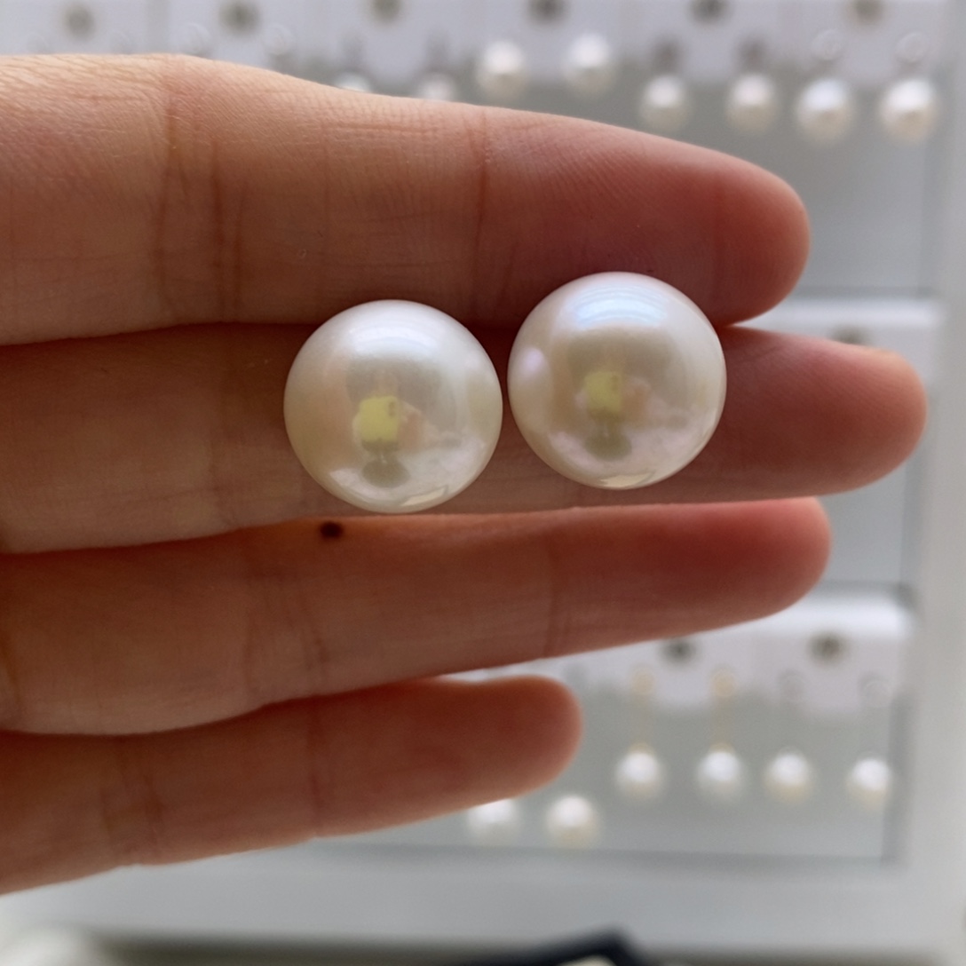 耳饰银S925镶嵌淡水珍珠