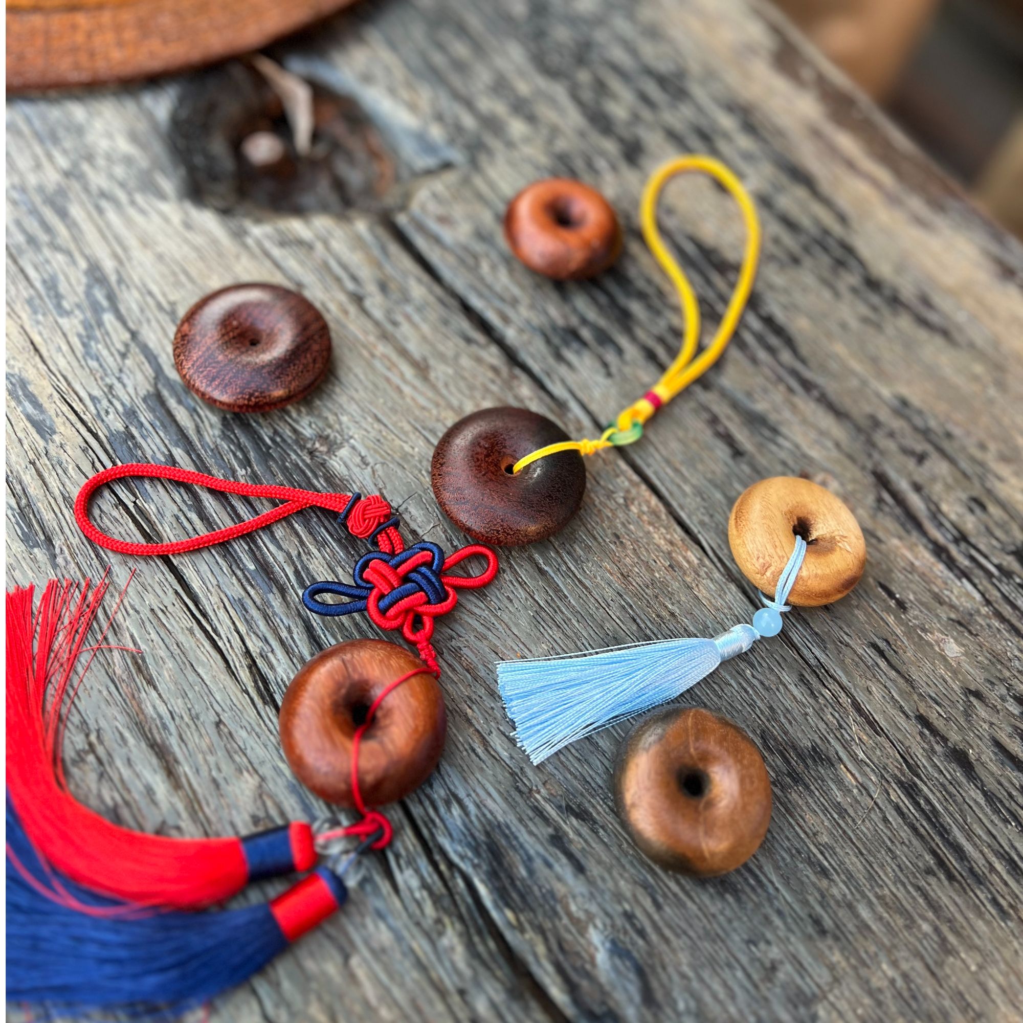 老船木平安扣实木手把件手工把玩车挂