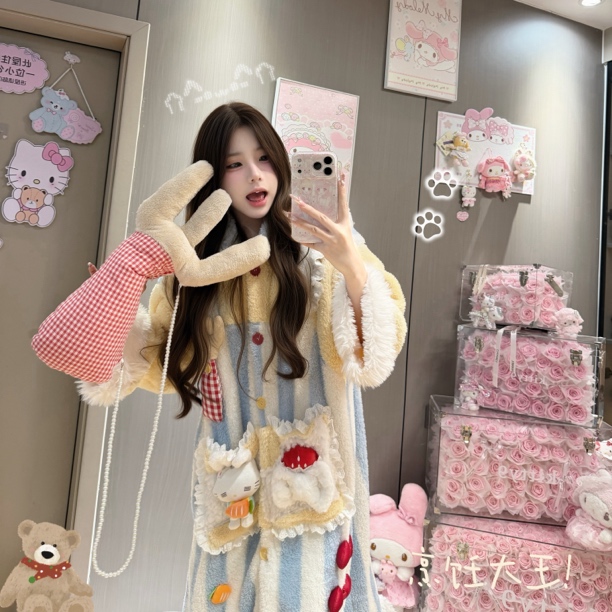 【元气喵】手作系列默认微瑕 烹饪大王 鼠鼠毛绒可爱睡衣