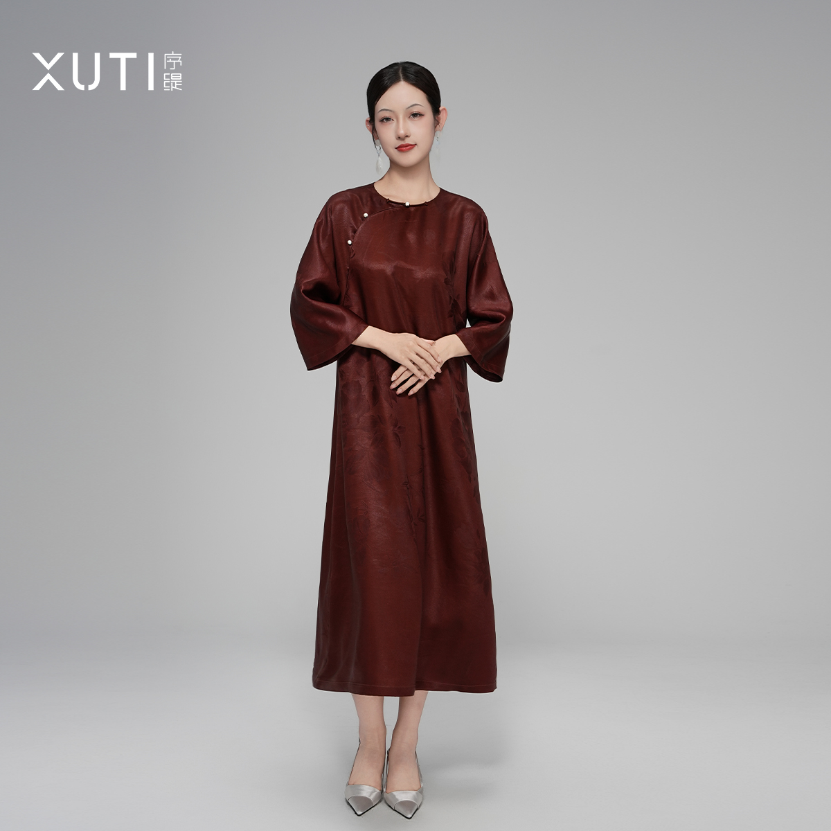 序缇『醉扶归』早秋新款新中式非遗红云纱桑蚕丝连衣裙女H260-18757