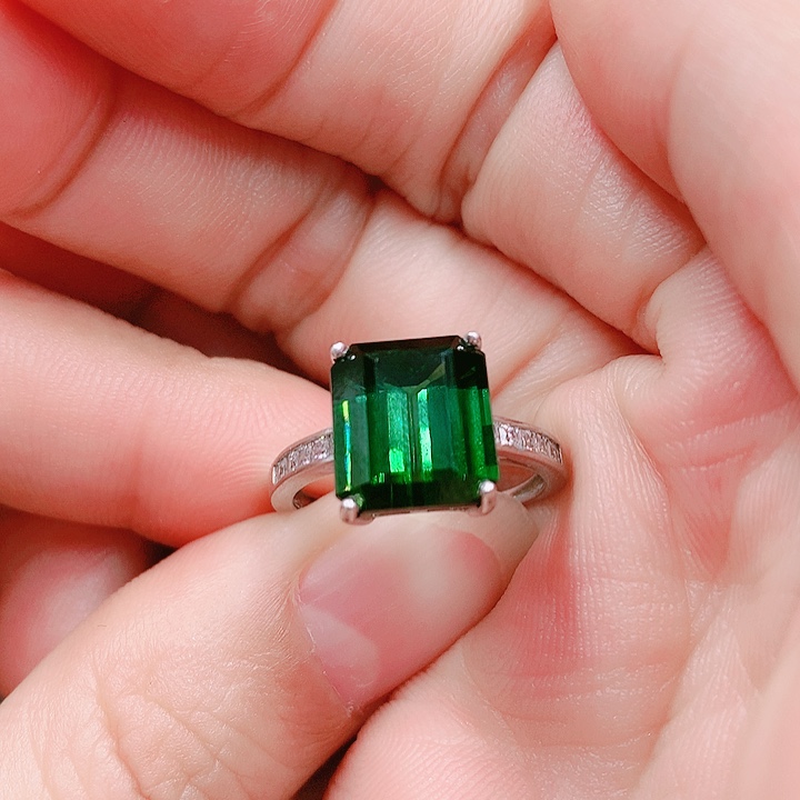 碧玺戒指银S925镶嵌9.5✖️10.4