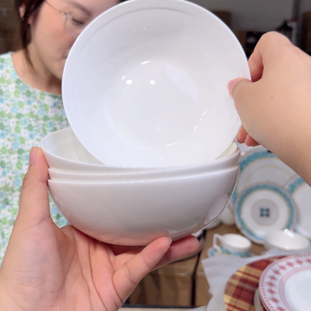骨瓷高骨6英寸饭碗15cm12个外贸骨瓷薄口