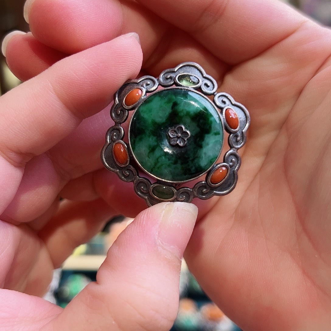 翡翠戒指/指环银S925镶嵌古风