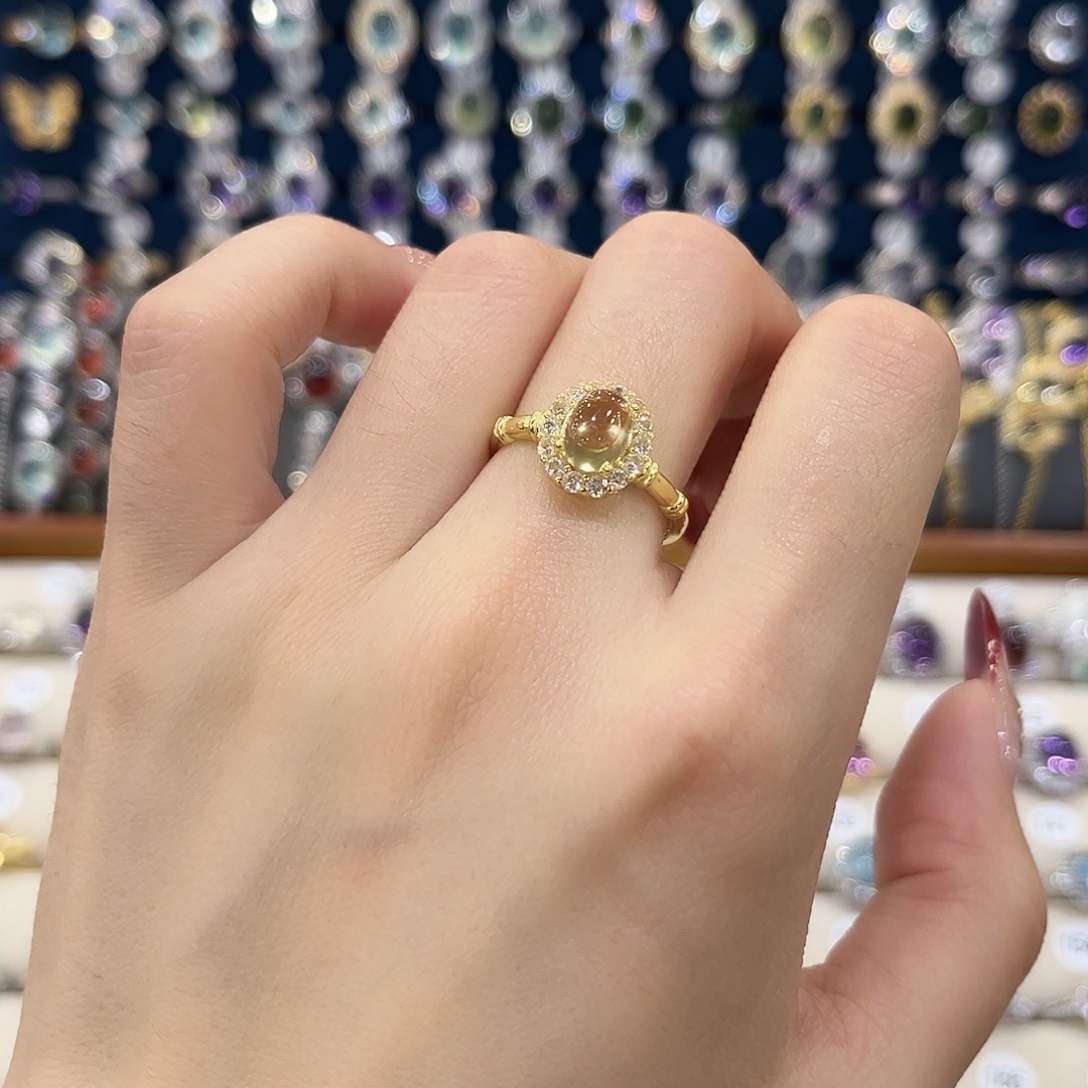 黄晶女款银S925镶嵌戒指