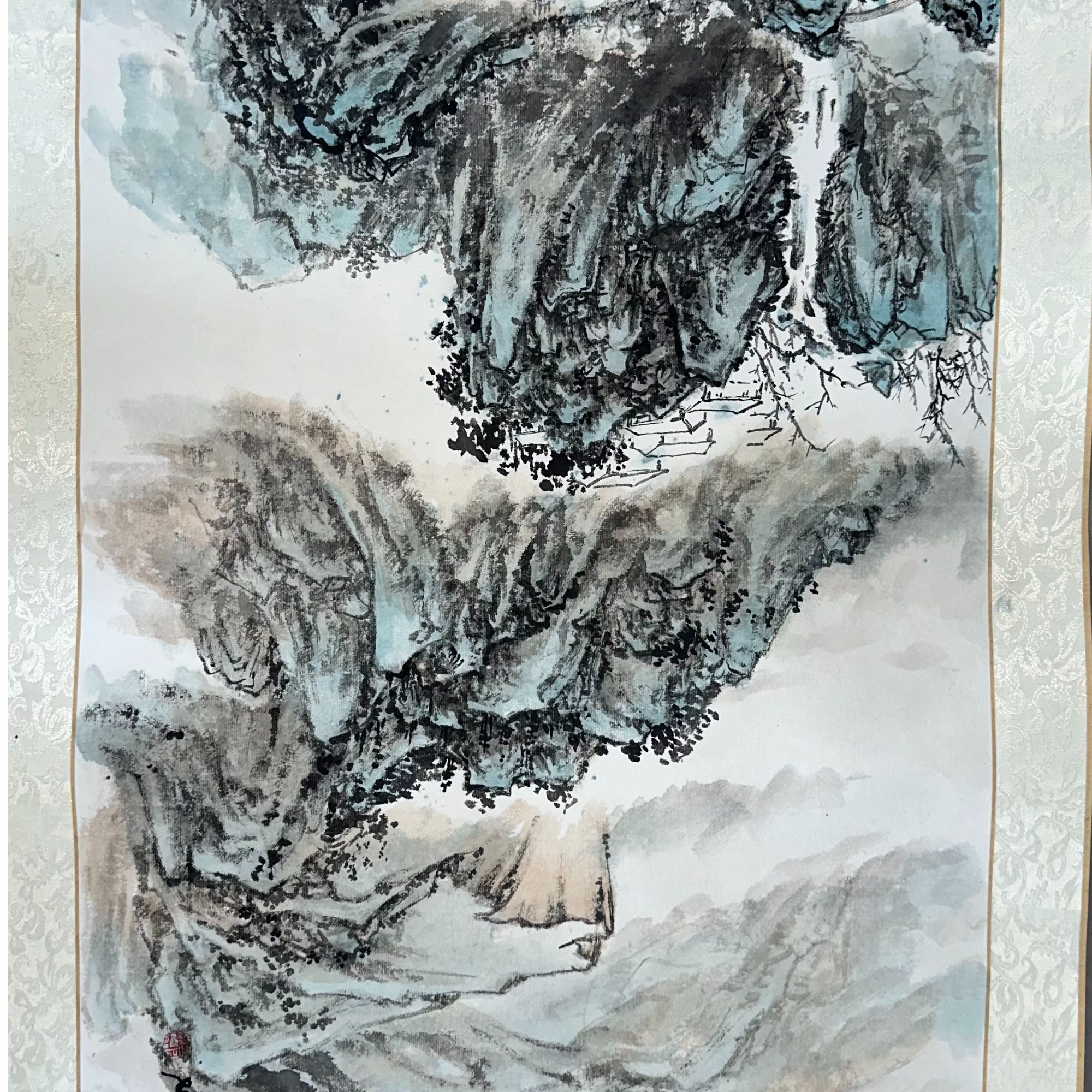 大茶挂山水画（尺寸150cm*60cm）