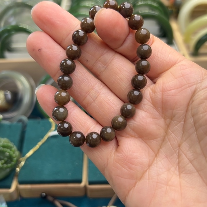 和田玉手链未镶嵌且末糖卡8