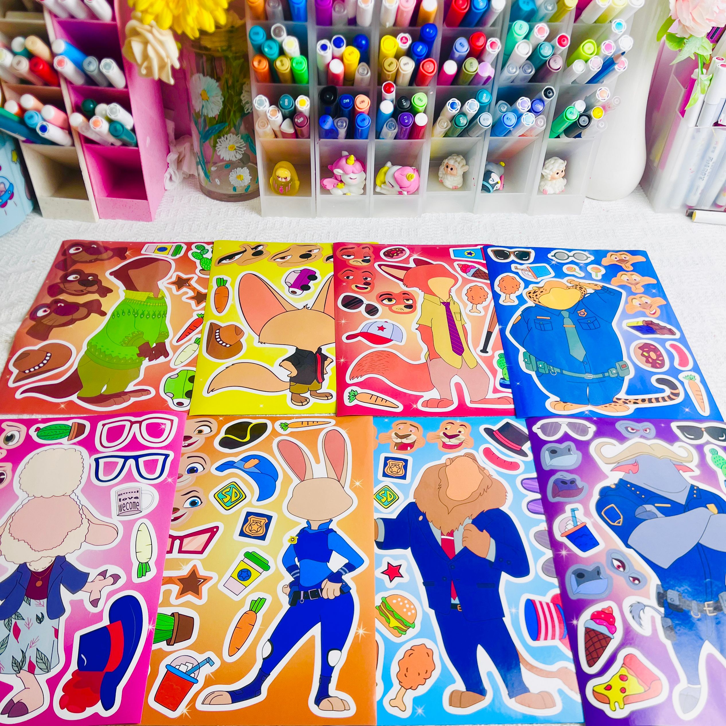 疯狂动物城大尺寸换装拼图贴纸益智手工DIY亲子互动玩具