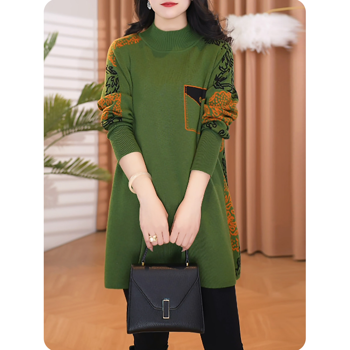 |花莲|新款时尚女士毛衫时髦上衣长袖显瘦大码女装4S0225310