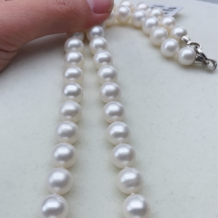 淡水珍珠颈饰银S925镶嵌卡10冷白高品