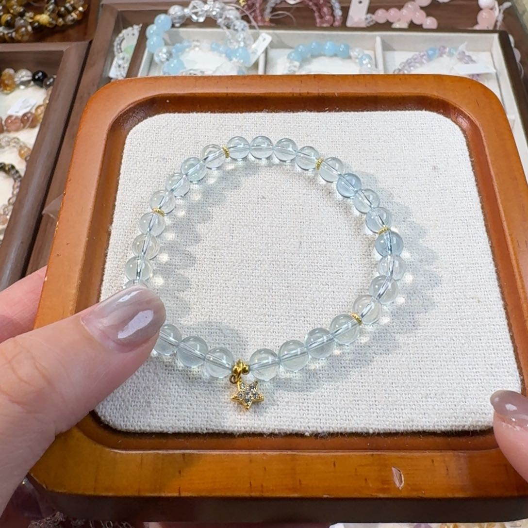 水晶手串未镶嵌海蓝宝