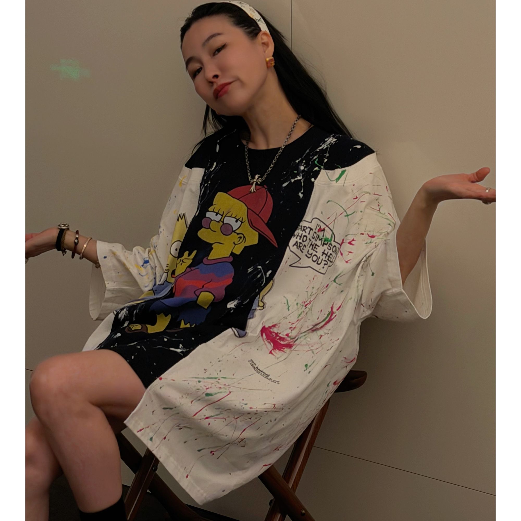 SONG TING｜美式复古恶搞系列辛普森米奇拼接T恤