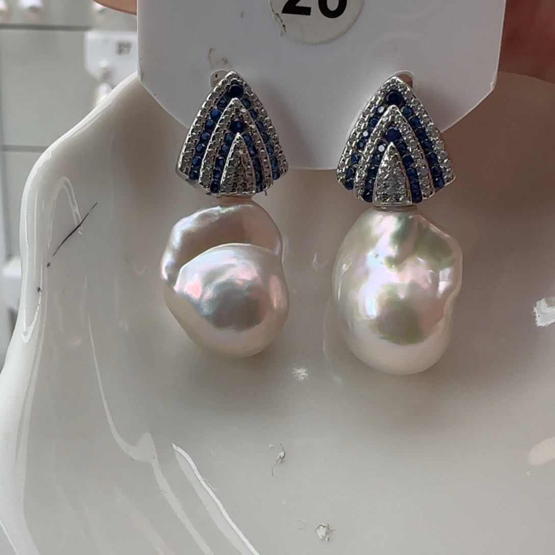 淡水珍珠耳饰银S925镶嵌锦**鲤