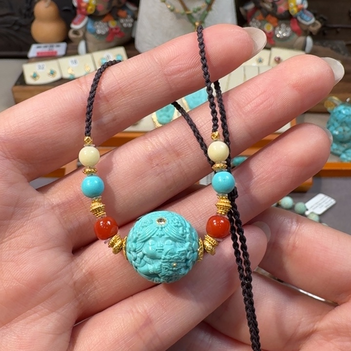 绿松石18K金镶嵌项链扎吉拉姆