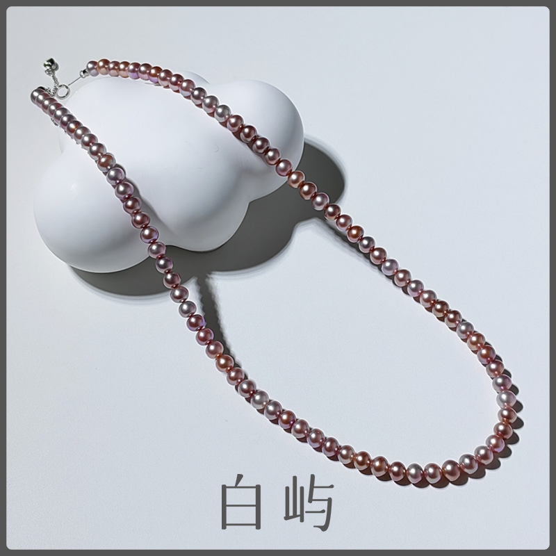 N132天然淡水紫珠珍珠S925银粉紫项链5-6mm