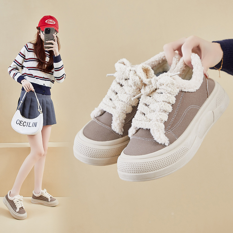 2025冬季加绒小白鞋新款韩版ins女学生厚底增高保暖板鞋休闲Q2021