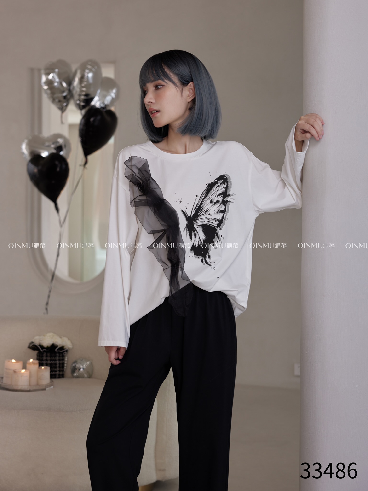 QM正品新款长袖女纯棉睡衣春秋冬季休闲韩版可外穿纯棉高档家居服