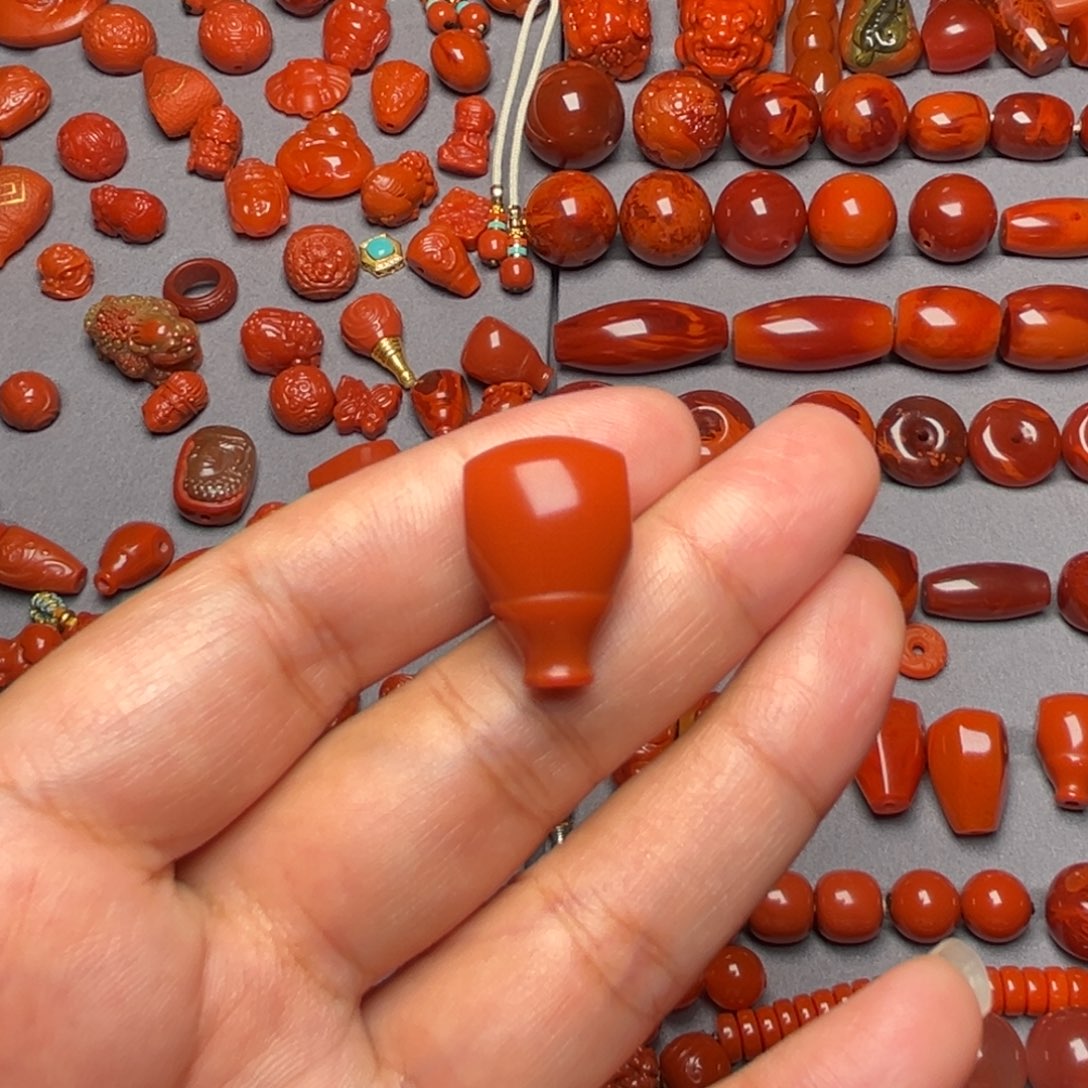 南红玛瑙配饰未镶嵌暖**梧三通