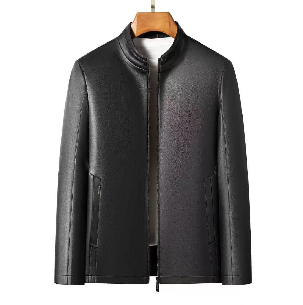 海宁男士【立领/翻领皮夹克】山羊皮轻奢商务百搭休闲拉链款外套
