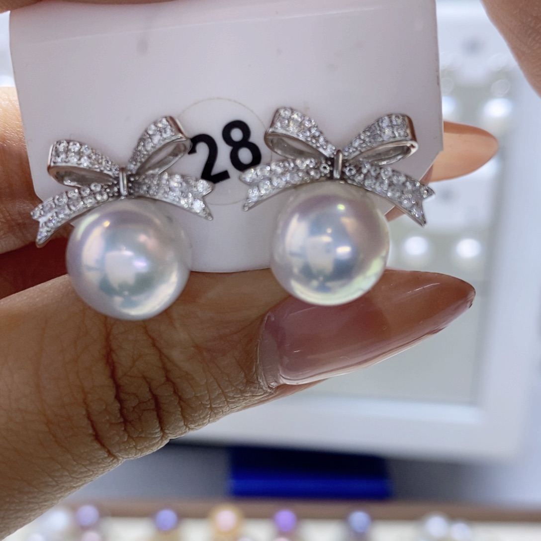 淡水珍珠耳饰银S925镶嵌