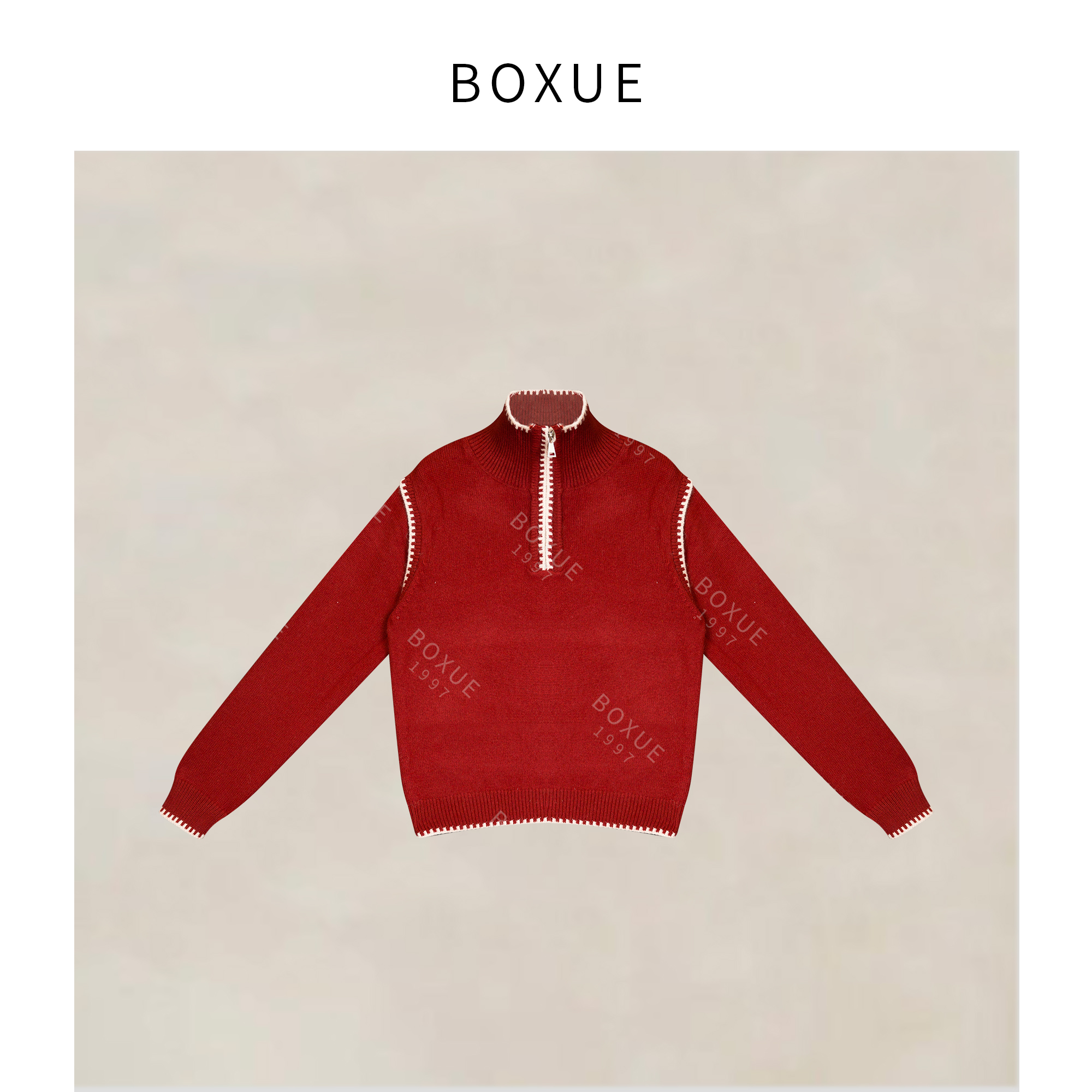 BOXUE“恒温毛衣”2025秋冬高级感明线100羊毛毛衣#251122MY6878