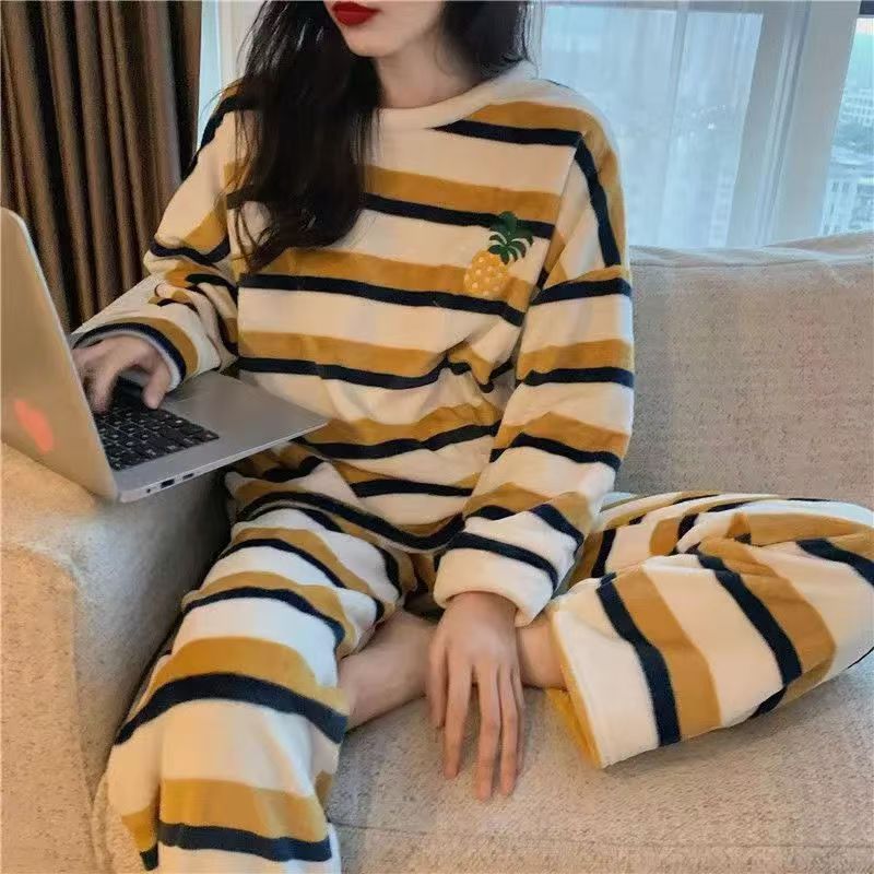 冬季保暖睡衣家居服加绒加厚