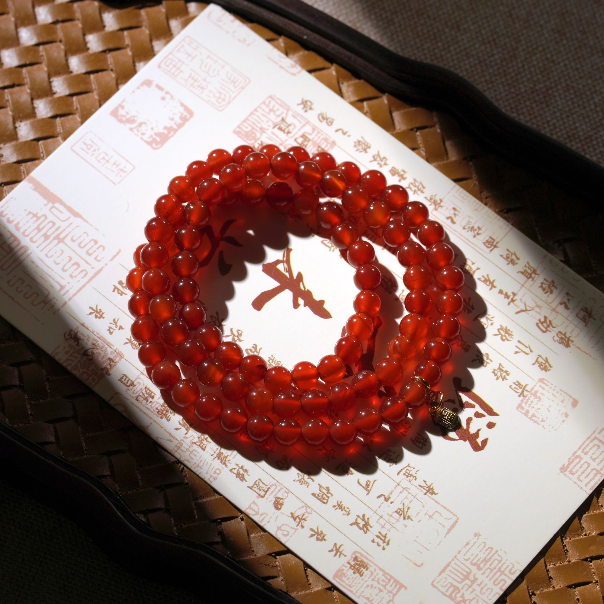 天然冰红玛瑙手串三圈红红火火女款首饰（多样性发一带证书）