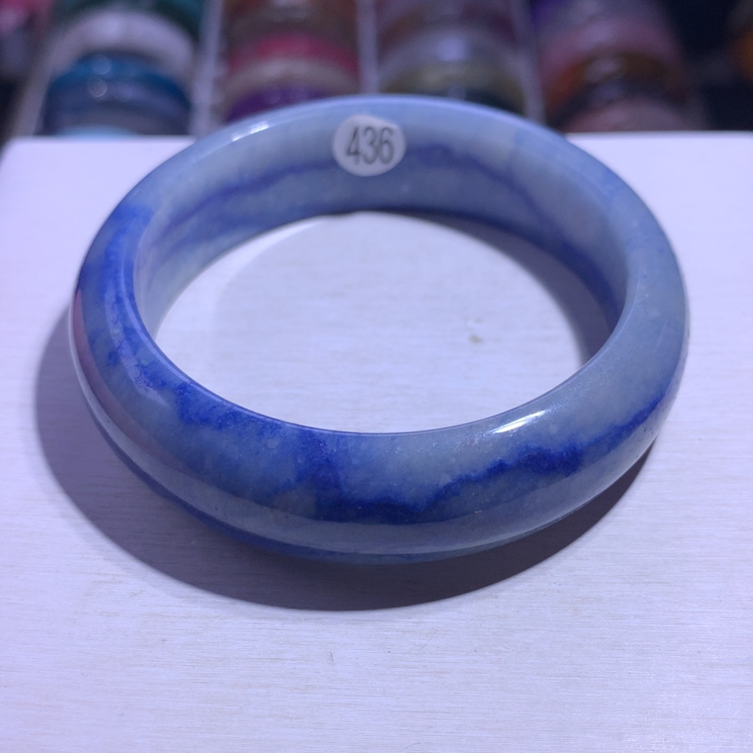 手镯水晶银S925镶嵌蓝线58.2圈436
