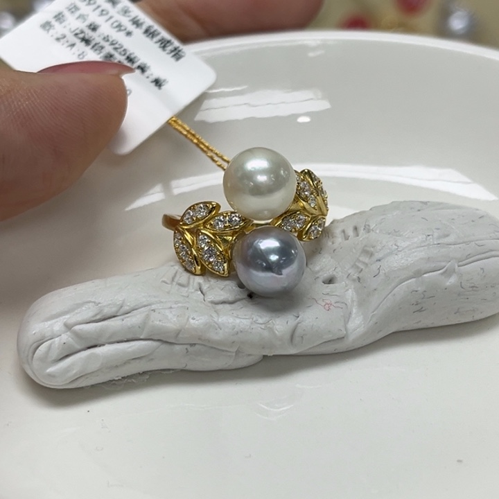 海水珍珠未镶嵌戒指AK真多麻8-9mm147