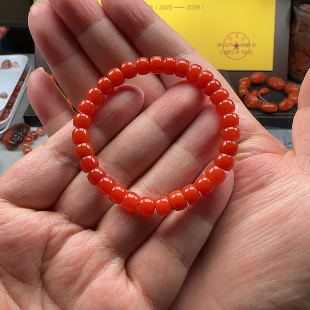 南红玛瑙未镶嵌7➕精工老型手串