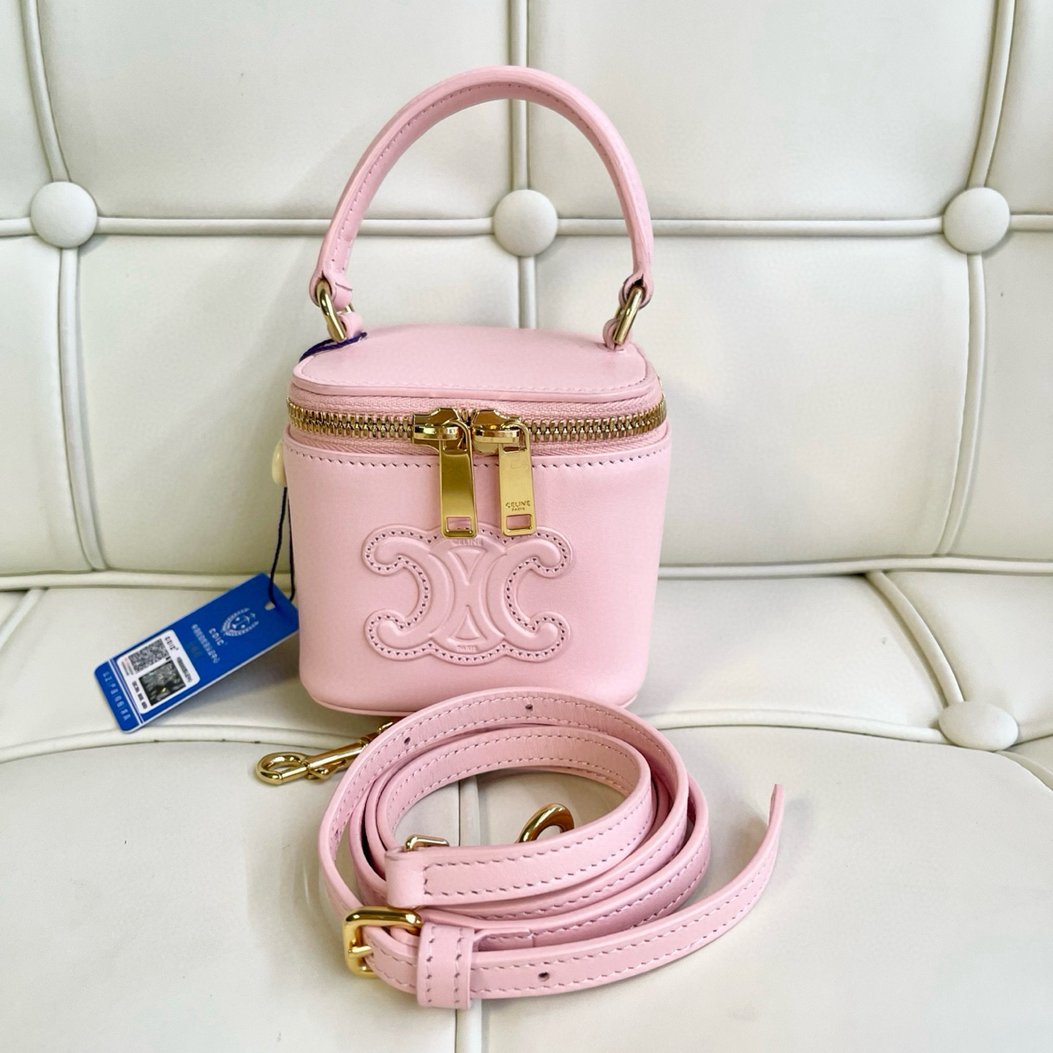 95新 Celine/思琳 119550 瑟琳粉色小盒子斜挎包