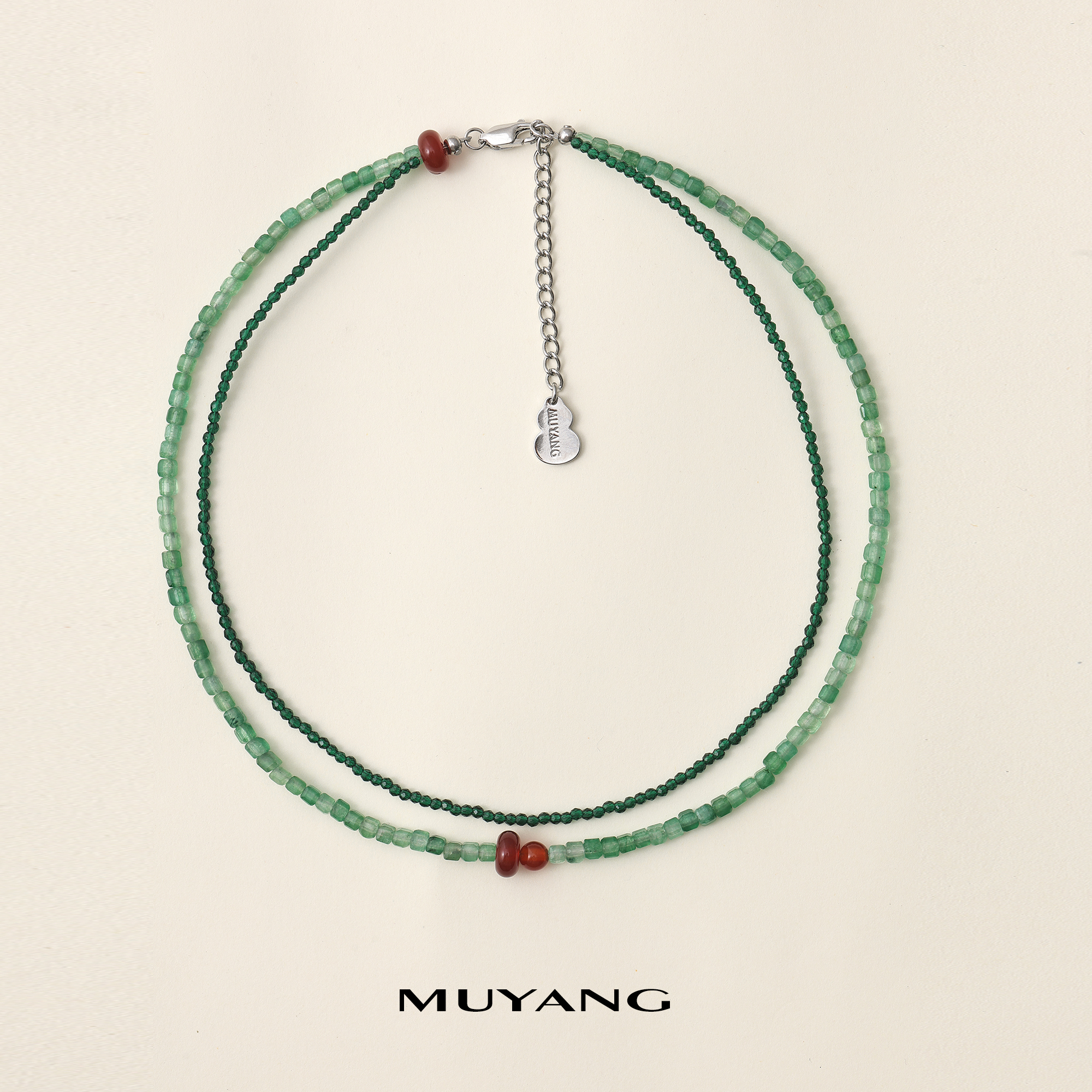 muyang/慕阳 铜合金玻璃项链 铜合金琉璃项链时尚绿色绿蕴项链