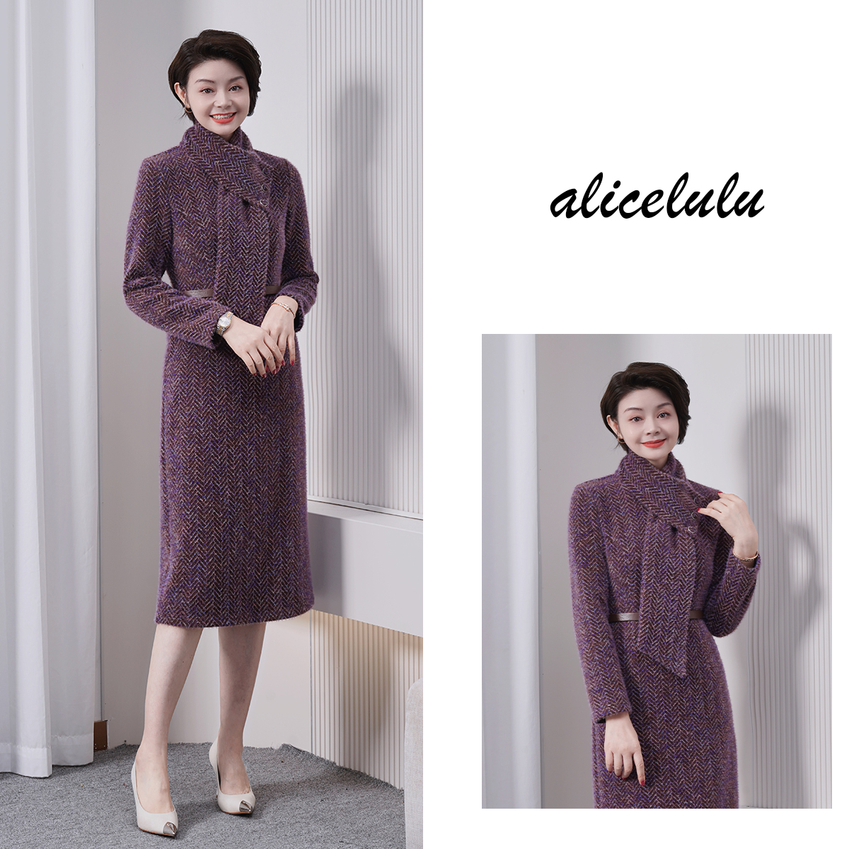 alicelulu 牛津往事.系带连衣裙 保暖围脖 复古拼接 S2145565L