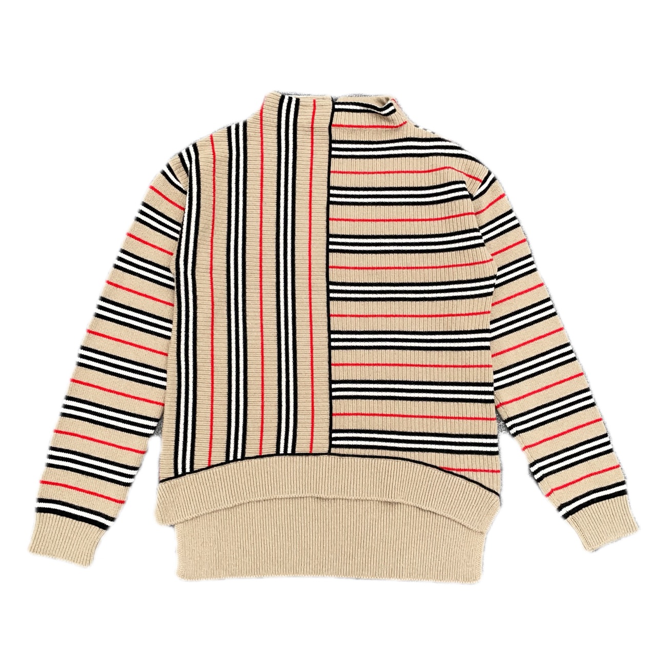99新 BURBERRY/博柏利 14Y A0843 博柏利经典条纹拼接针织衫