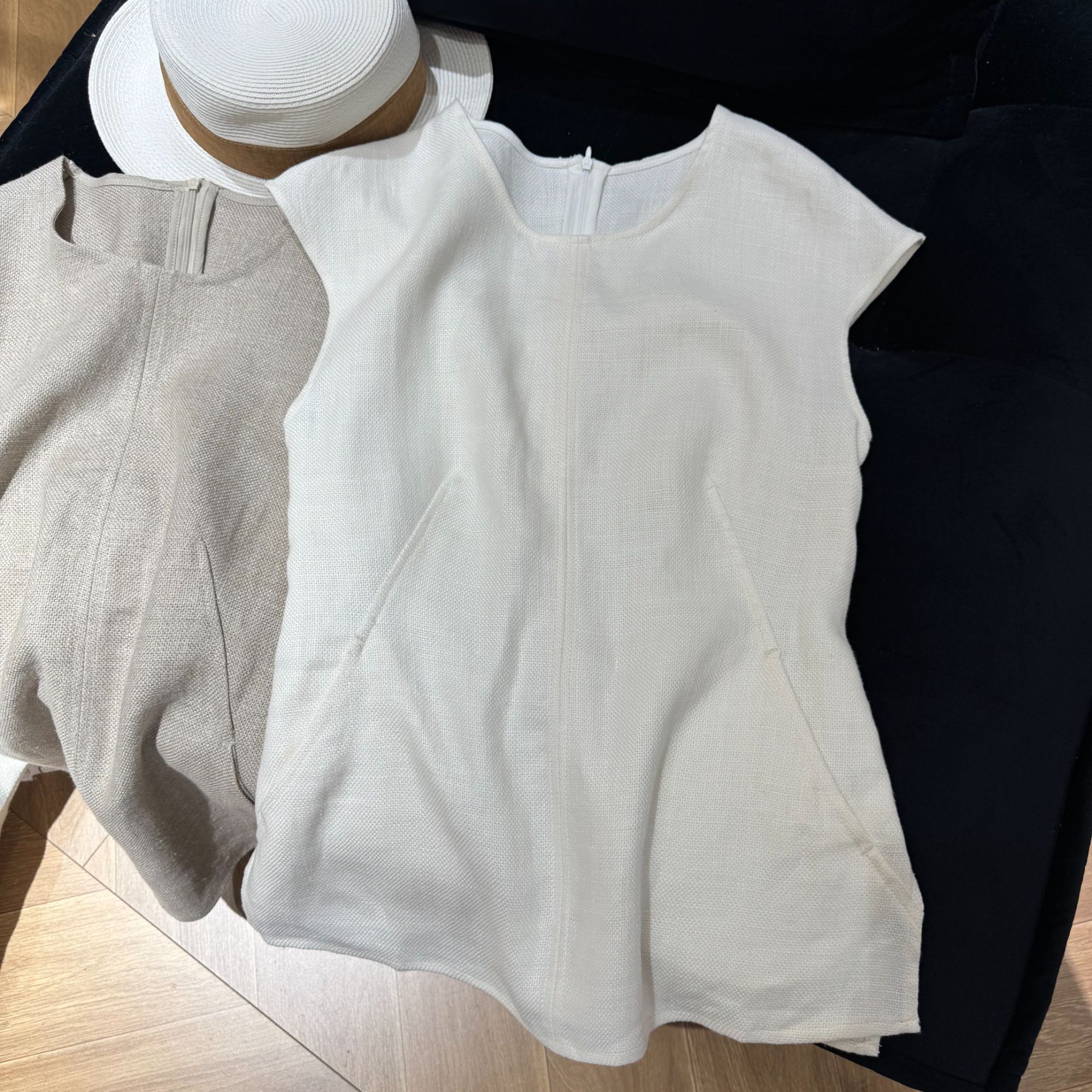 JM 财阀大女主～高品质极简重工高支数苎麻设计收腰上衣女