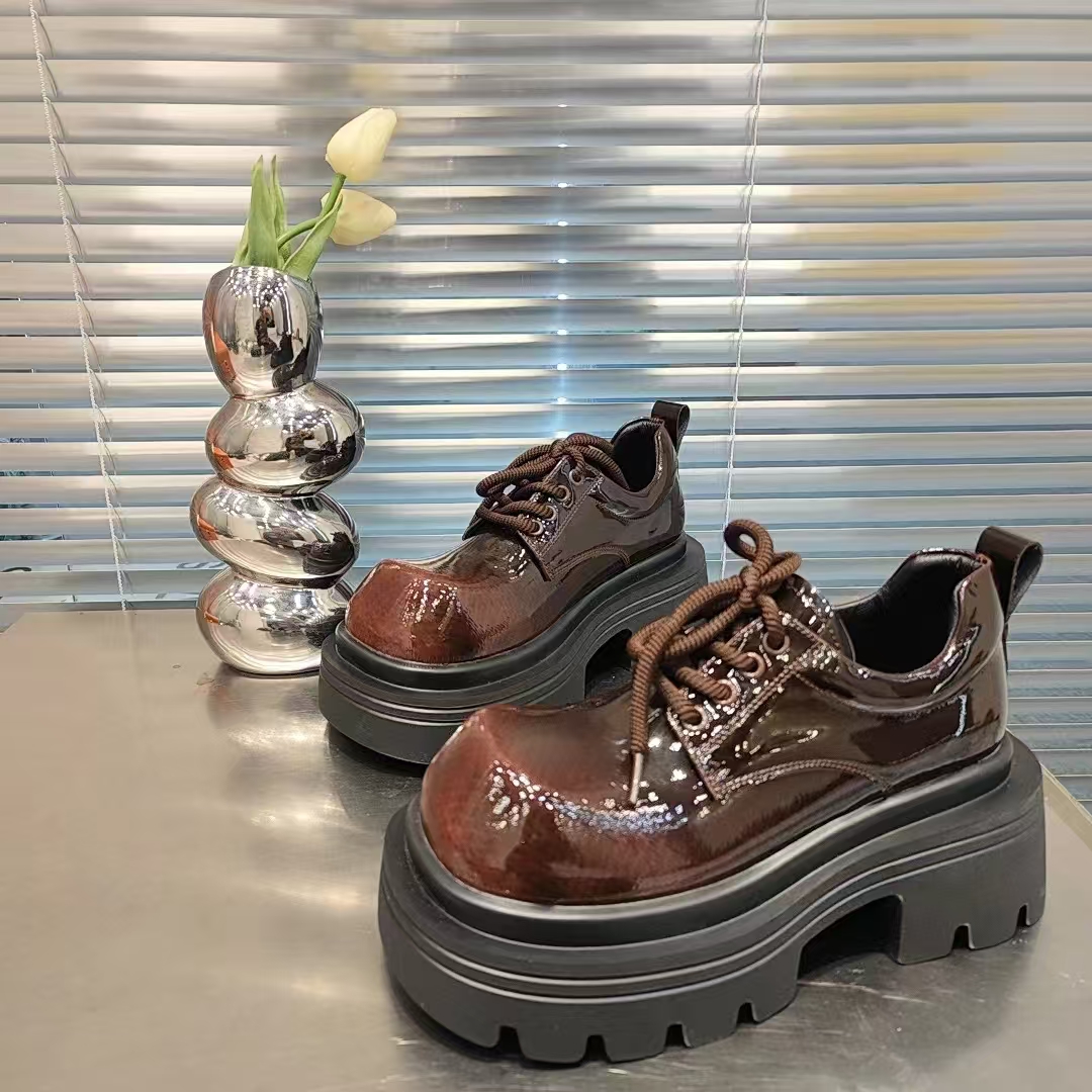 春季新款 大头厚底系带  英伦风舒适百搭 小众高级乐福女鞋