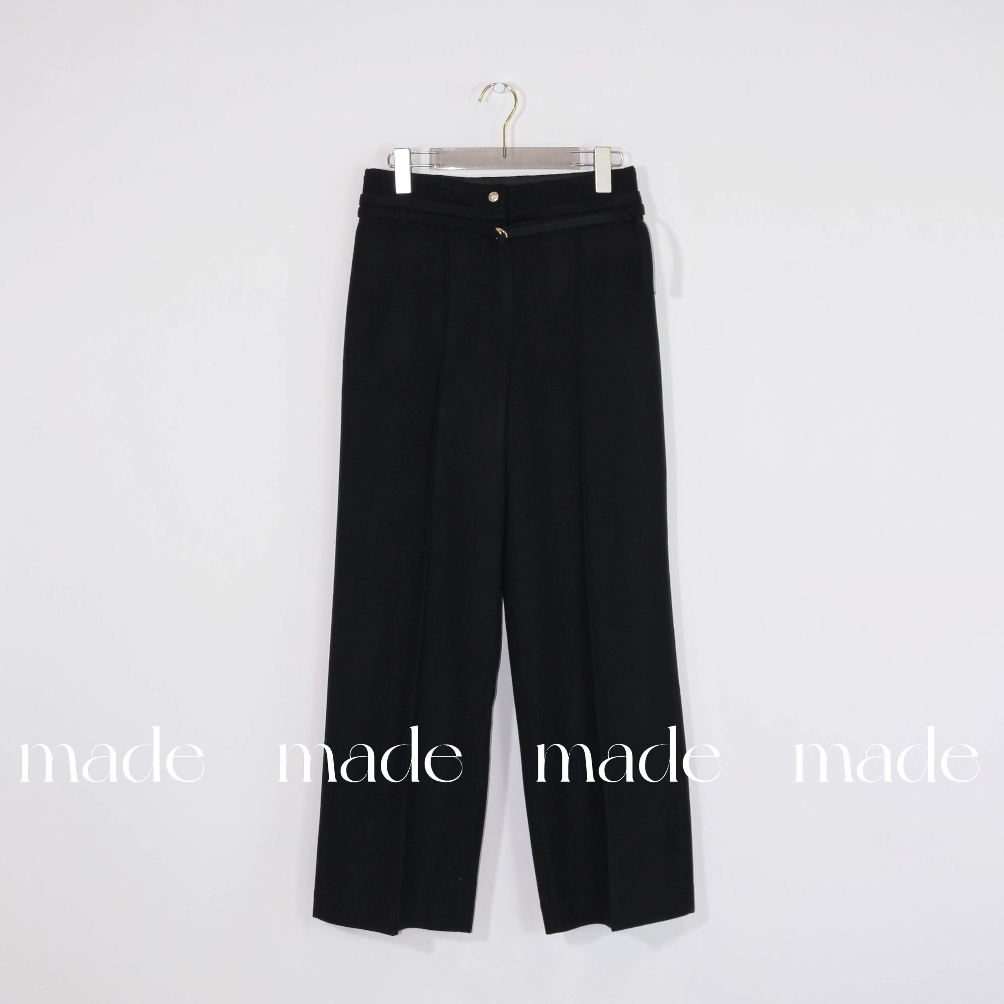 【小金扣】时尚休闲百搭气质简约直筒高腰毛呢裤